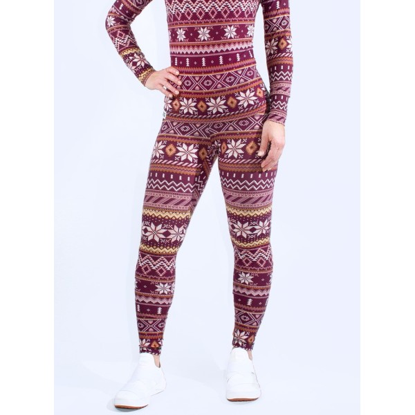Plum Snowflake Base layer Legging