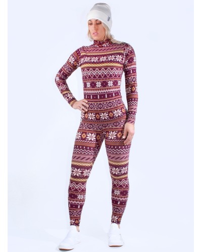 Plum Snowflake Base layer Legging