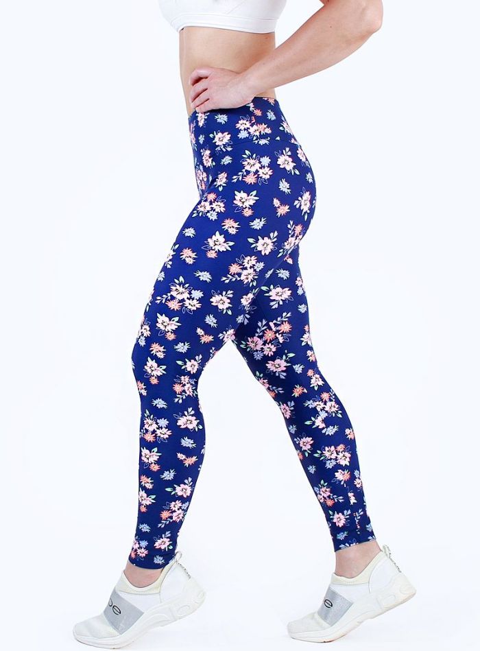 Navy Spring Bloom flowers legging